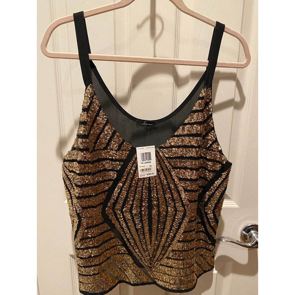 Gold Sequin crop dressy tank
